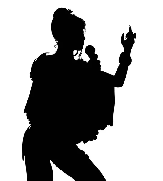 Female singer silhouette isolated on white background — ストックベクタ