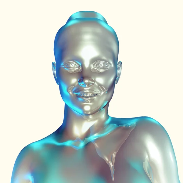 3d illustration of a silver female figure — Stock Photo, Image