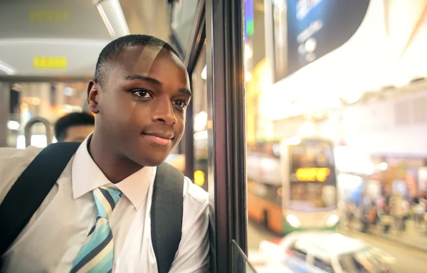 Boy in the autobus — Stock Photo, Image