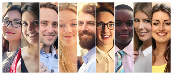 серия улыбающихся людей
