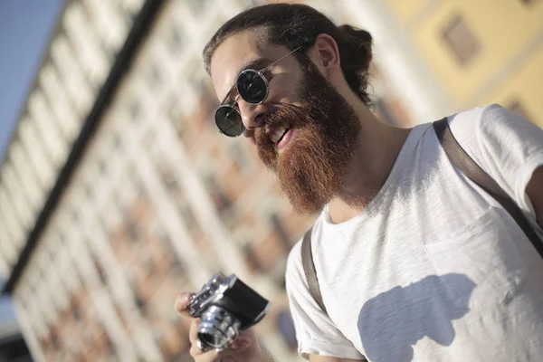 Homem hipster barbudo — Fotografia de Stock