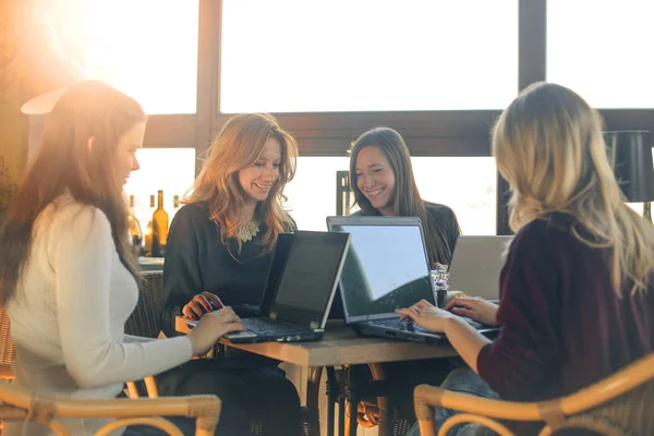 Mulheres de negócios trabalhando em laptops — Fotografia de Stock