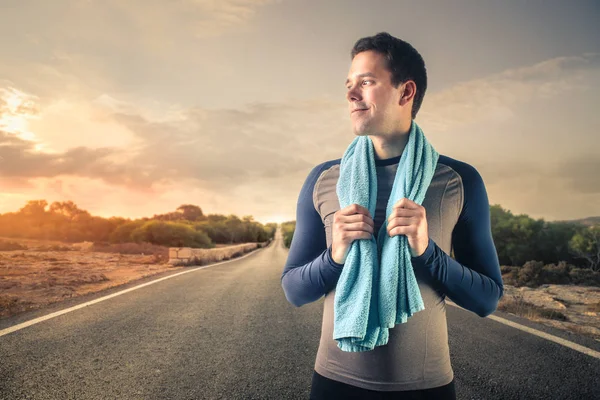 Homme après la course — Photo