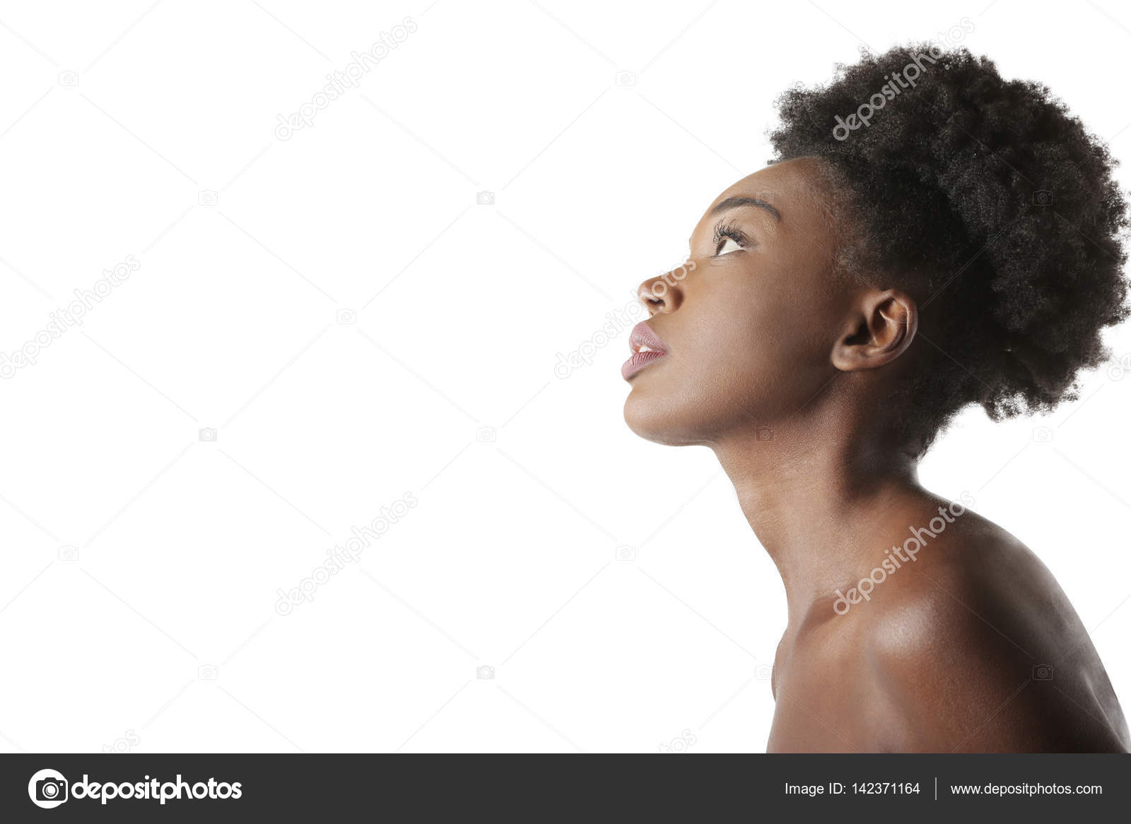 Black Woman Looking Up Stock Photo C Olly18 142371164