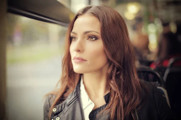 Woman on bus