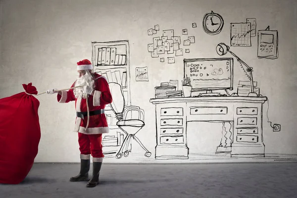 Santa på jobbet — Stockfoto