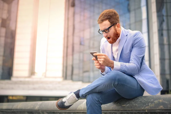 Businessman being excited — Stock Photo, Image