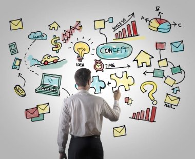 İşadamı karalamalar ile