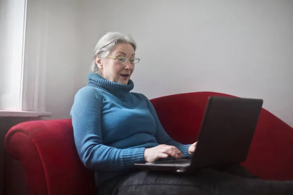 Old lady with laptop