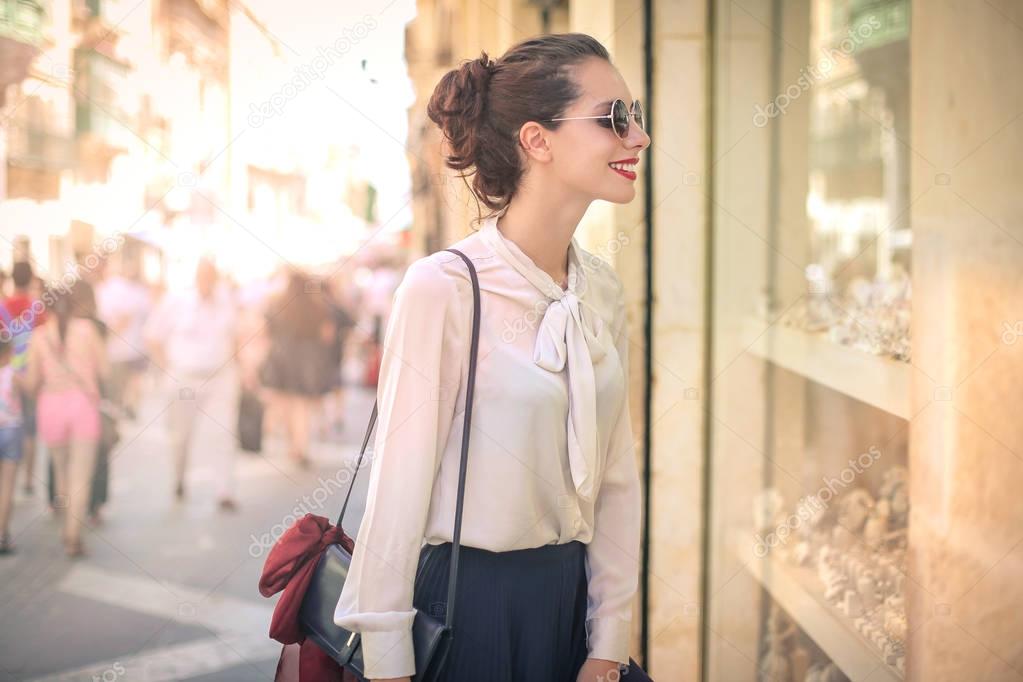 Woman shopping around