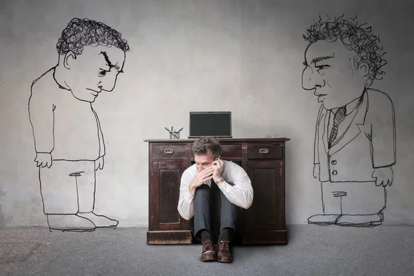 Businessman and angry bosses — Stock Photo, Image