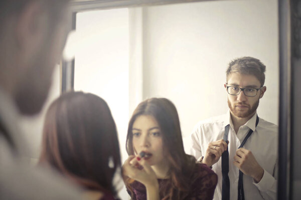 Couple in the mirror