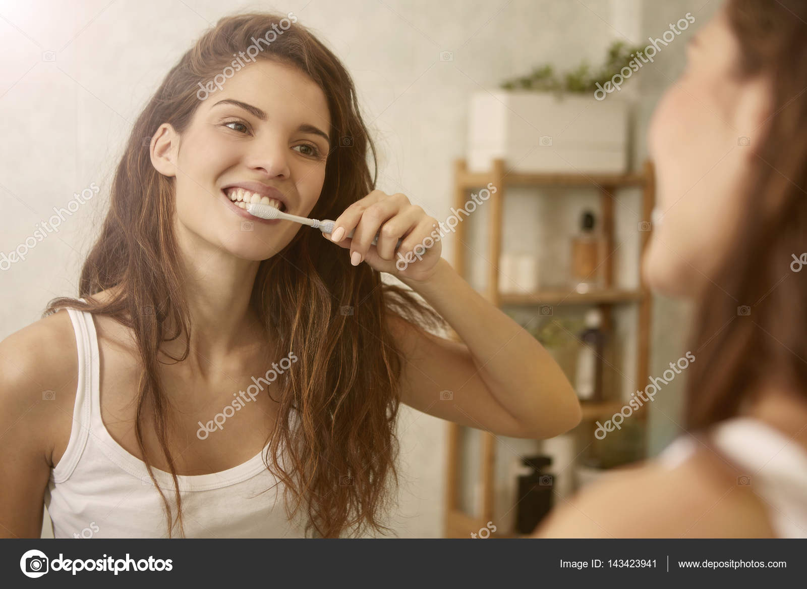 Brushing her teeth