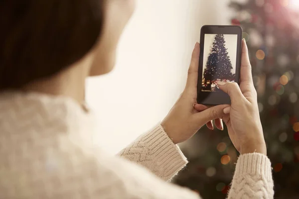 Tomando una foto del árbol de Navidad —  Fotos de Stock