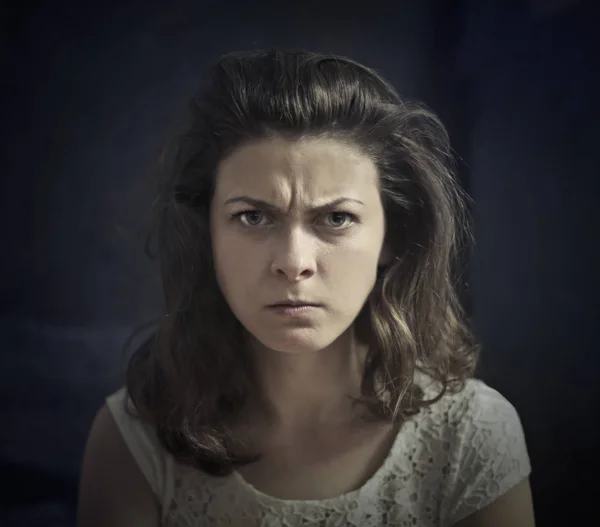 Brunette woman being angry — Stock Photo, Image
