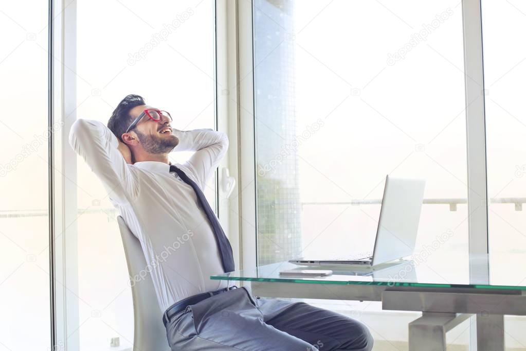 Businessman relaxing in the office