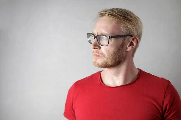 Retrato Homem Caucasiano Com Óculos — Fotografia de Stock