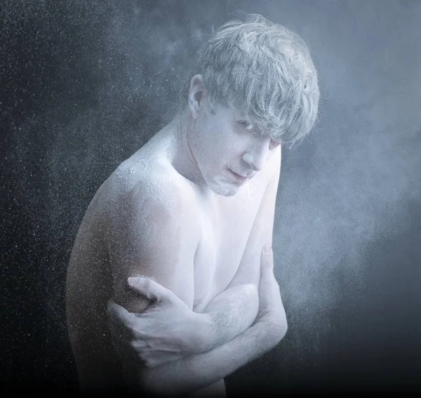 Retrato Homem Congelado — Fotografia de Stock