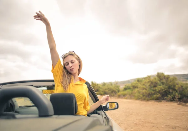 Girl Convertible Car — Stock Photo, Image