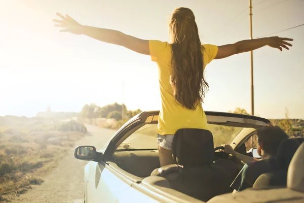 Menina Carro Conversível — Fotografia de Stock