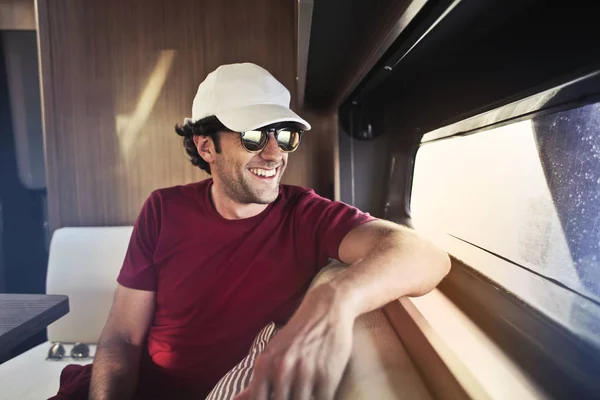 Man Boat Cabin — Stock Photo, Image