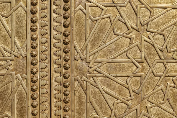 Golden Door Detail Royal Palace Gate Fez Morocco Abstract Background — Stock Photo, Image