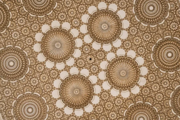 Beautiful Ceiling Carved Plaster Decoration Architectural Detail Mosque Hassan Casablanca Stock Picture