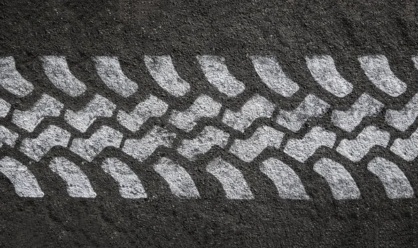 화이트 그린된 타이어 트랙 — 스톡 사진