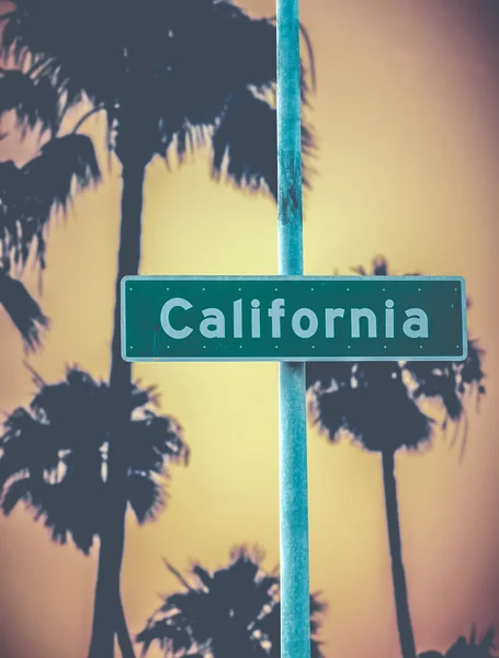 レトロなカリフォルニア記号とヤシの木 — ストック写真