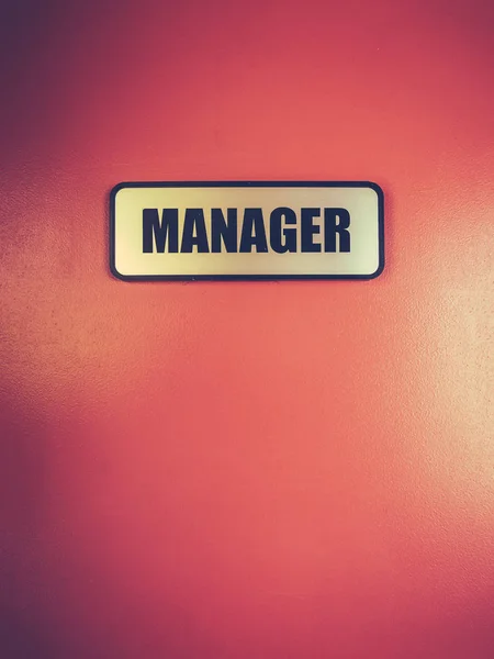 Označení dveří manažer — Stock fotografie
