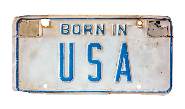 Nascido nos EUA placa de licença — Fotografia de Stock