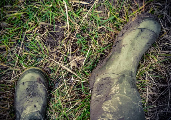 Retro Style Photo Of Rubber Boots — Stock Photo, Image