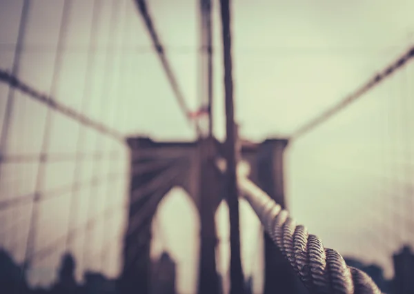 Image Peu Profonde Célèbre Pont Brooklyn New York Crépuscule — Photo