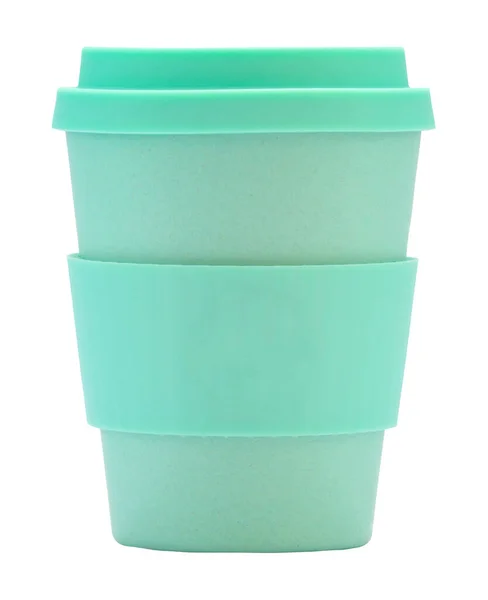 白色背景下的孤立绿色可重复使用咖啡或茶杯 — 图库照片