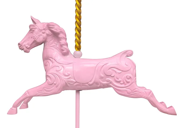 ヴィンテージレトロカルーセル またはロータリー 白い背景に馬 — ストック写真