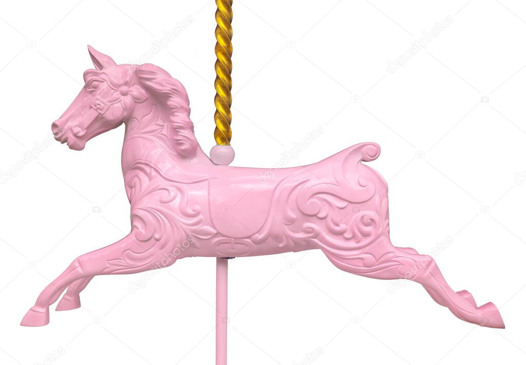 Vintage Retro Carousel (Or Roundabout) Horse On A White Background