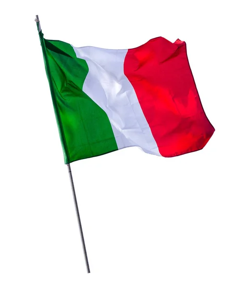被孤立的意大利国旗挂在柱子上 — 图库照片