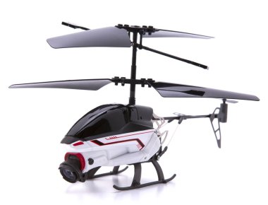 Helikopter Drone ile beyaz bir arka plan üzerinde fotoğraf makinesi