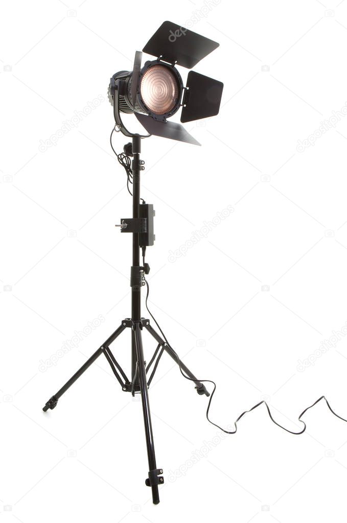 Photographic studio light on a white background