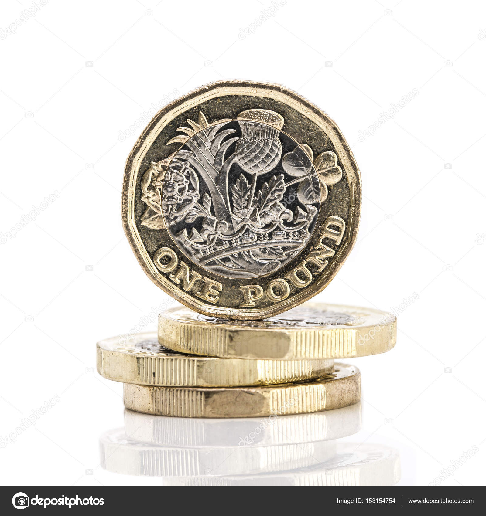 白い背景の上に新しいの 1 ポンド硬貨 — ストック編集用写真©urbanbuzz#153154754