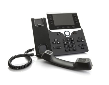 Modern iş ofis IP telefon beyaz zemin üzerine kalem ile