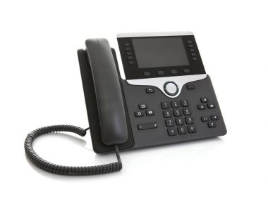 Modern iş ofis IP telefon beyaz zemin üzerine kalem ile
