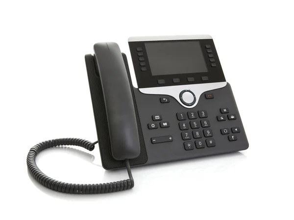 Modern iş ofis IP telefon beyaz zemin üzerine kalem ile — Stok fotoğraf