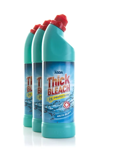 Three Bottles of ASDA Thick Arctic Blast Bleach — Stock Photo, Image