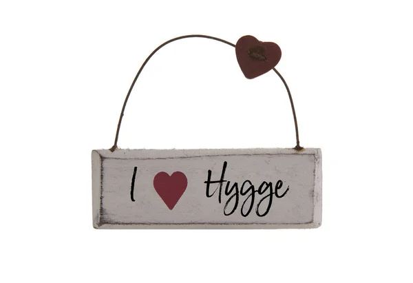 Ik liefde Hygge teken op een witte achtergrond — Stockfoto