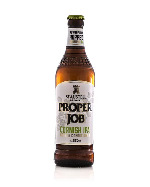 Swindon December 2017 Bottle Austell Brewery Proper Job Cornish Ipa — Stock Photo, Image