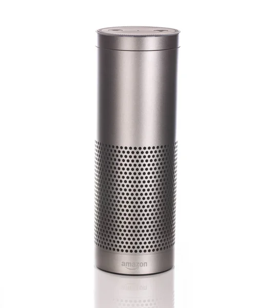 Swindon December 2017 Amazon Echo Silver White Background — Stock Photo, Image