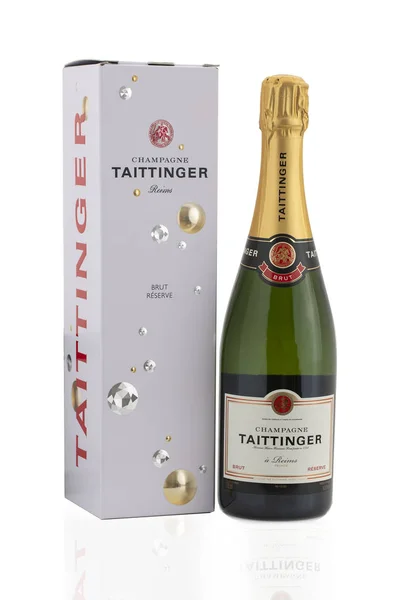 Swindon Regno Unito Ottobre 2019 Bottiglia Champagne Taittinger Brut Con — Foto Stock