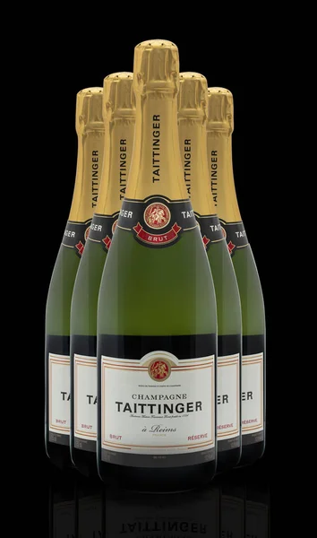 Swindon Regno Unito Novembre 2019 Cinque Bottiglie Champagne Taittinger Brut — Foto Stock