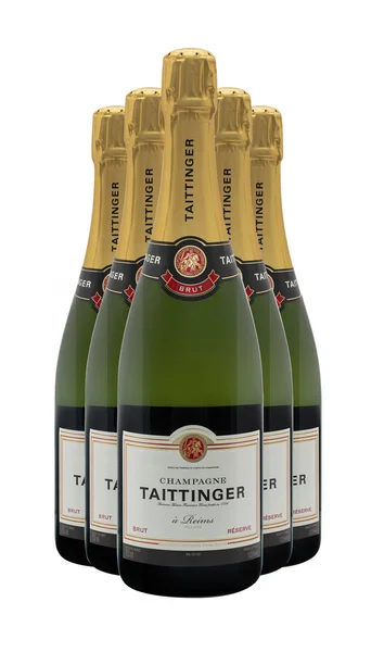Swindon Regno Unito Novembre 2019 Cinque Bottiglie Champagne Taittinger Brut — Foto Stock